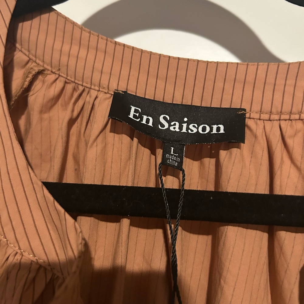 En Saison Camila Midi / Maxi Striped Shirt Dress in Cider Size Large New - Picture 8 of 10